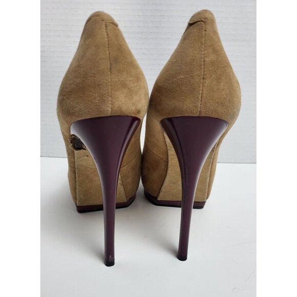 Pour La Victoire Tan Suede Platform Stiletto Heels Womens Size 8.5 - Picture 3 of 9